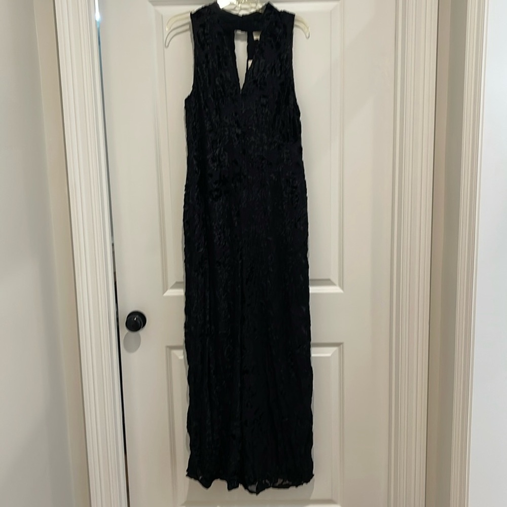 Anthropologie NWT Black burn out velvet jumpsuit size 16. MAKE REASONABLE OFFER!